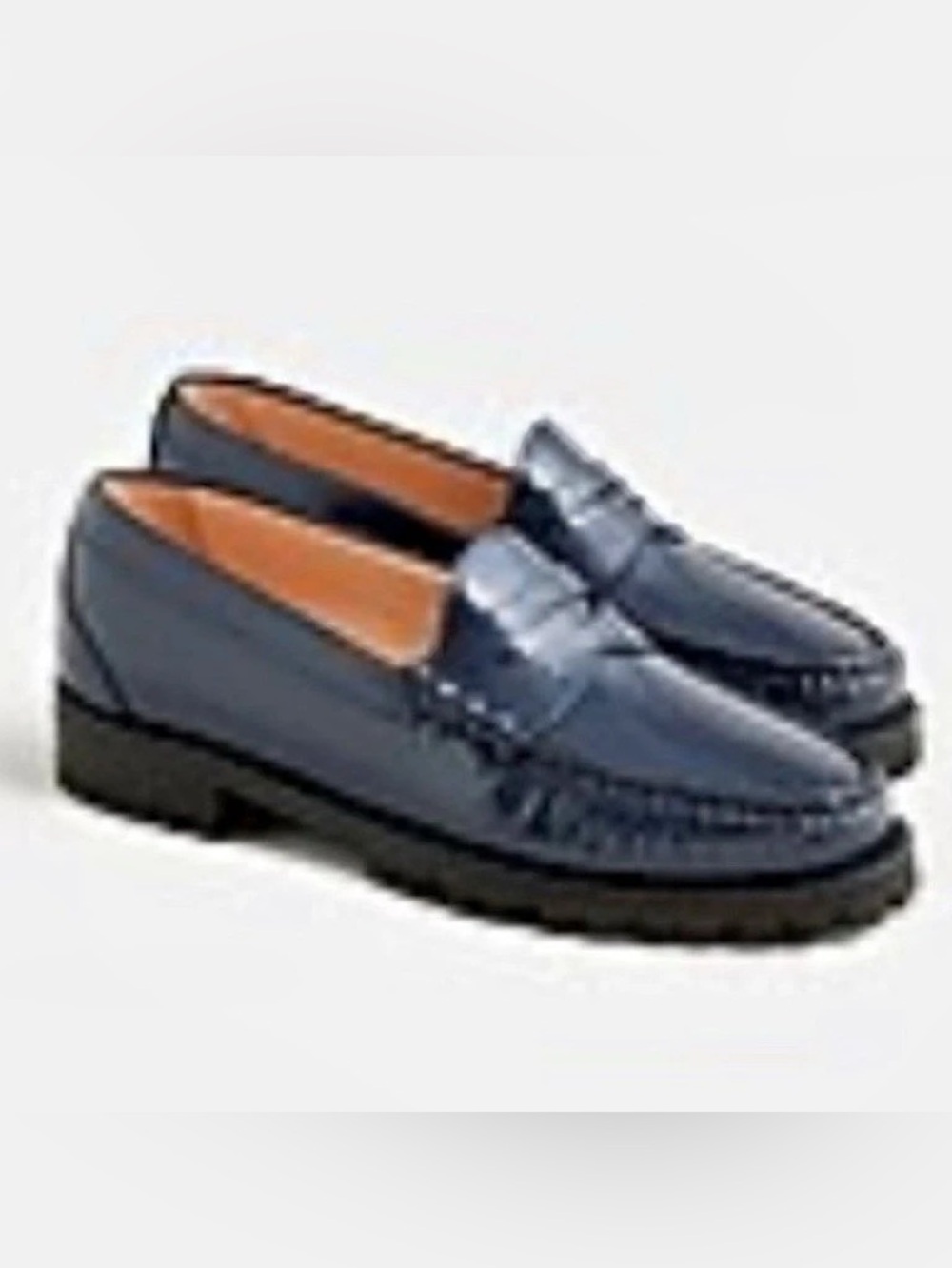 New J. Crew Winona Lug-Sole Penny Loafers in Italian Spazzolato Leather in Dark